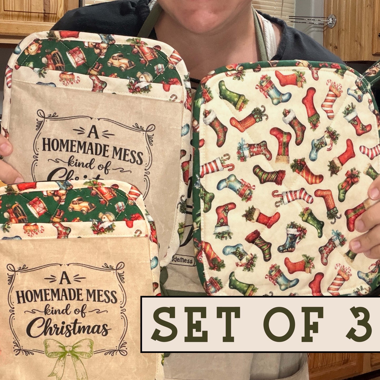 Christmas — Hot Pad & Oven Mitt